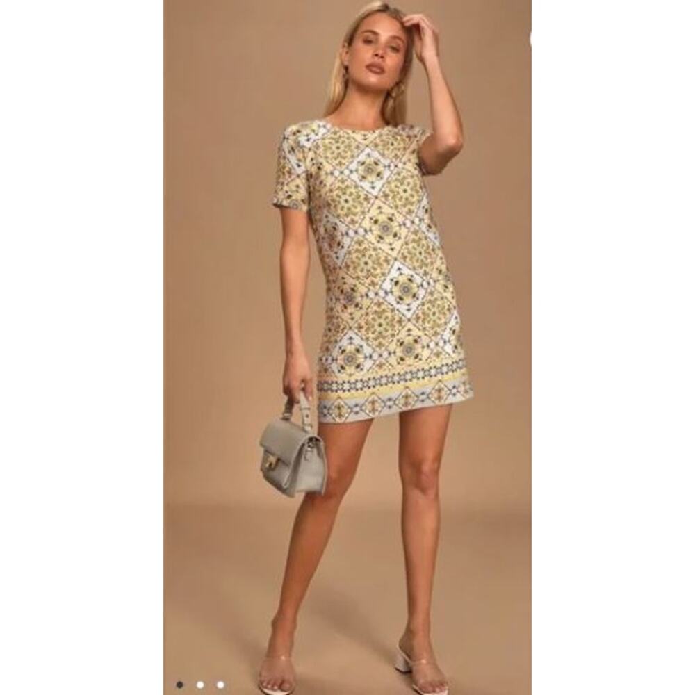 Lulus Dandy Lion Print Yellow Size Small